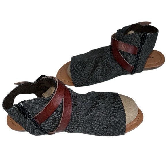 Pierre Dumas Brenna-1 Sandals 8.5 Denim Blue Boho Ankle Strap Open Toe Flats - Picture 15 of 16